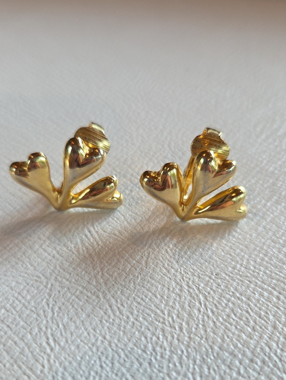 Gold Heart Branch Clip-on Earrings